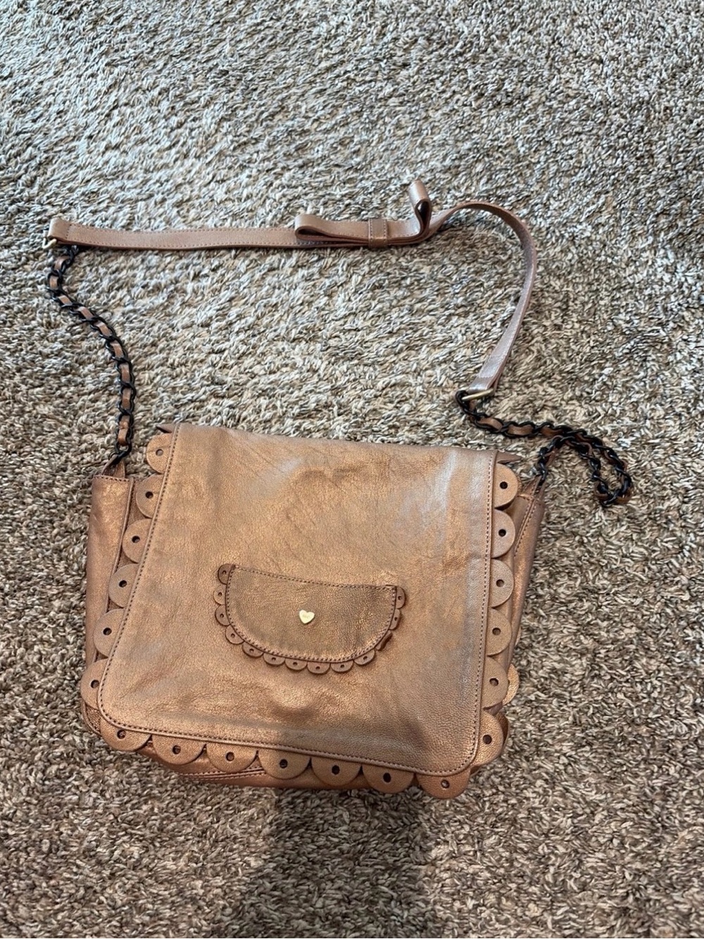 See by Chloé Scalloped Heart Accent Crossbody - Brown